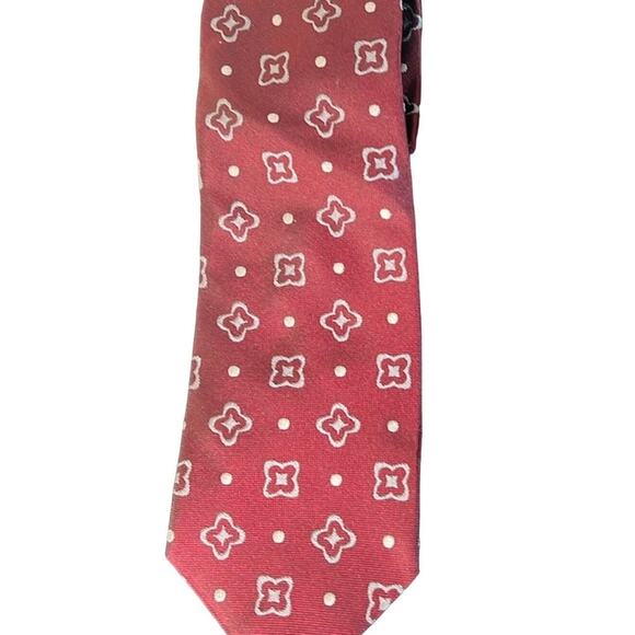 NEW Brooks Brother 100% Silk Tie Maroon & Silver - Picture 1 of 6